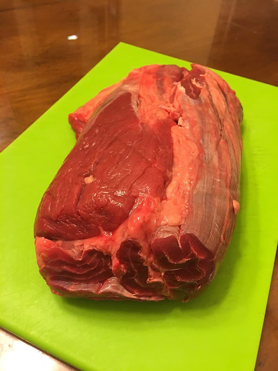 A whole raw beef shank cut
